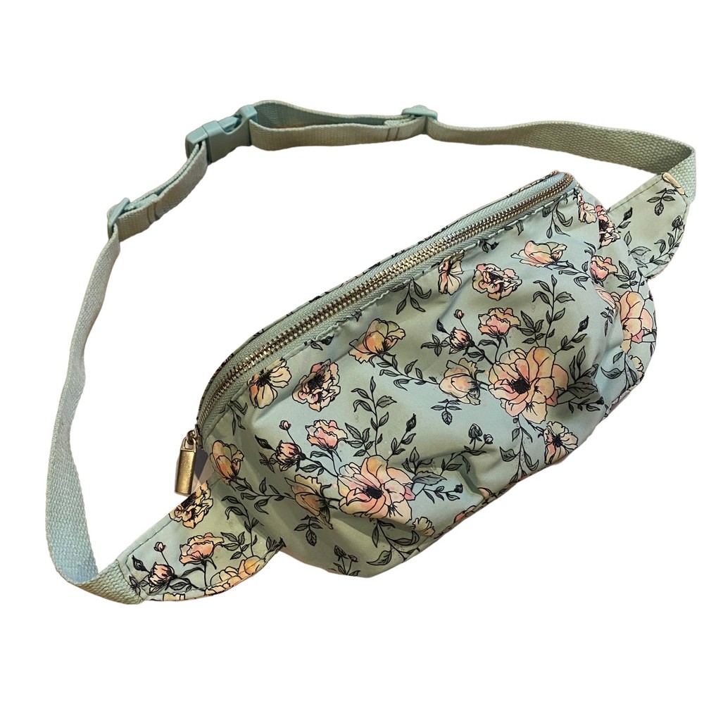No Boundaries Floral Mint Green Adjustable Belt Bag Fanny Pack